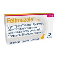 [PROMO] FELIMAZOLE TRATAMENT HIPERTIROIDIE PISICI 5 MG (TIAMAZOL) (100TB/CUT) 2 CUTII CU -10% DISCOUNT + 1 CANIHELMIN PLUS (BLISTER*10TB) GRATUIT