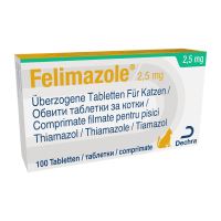 [PROMO] FELIMAZOLE TRATAMENT HIPERTIROIDIE PISICI 2.5 MG (TIAMAZOL) 100TB/CUT 2+1 VMP (FLACON*50 TB) GRATIS
