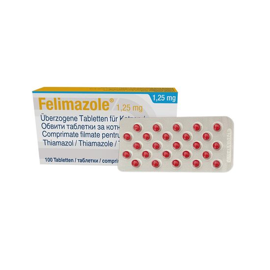 [PROMO] FELIMAZOLE TRATAMENT HIPERTIROIDIE PISICI 1.25 MG (TIAMAZOL) 100TB/CUT 2 CUTII CU -10% DISCOUNT + 1 CANIHELMIN PLUS (BLISTER*10 TB) GRATIS