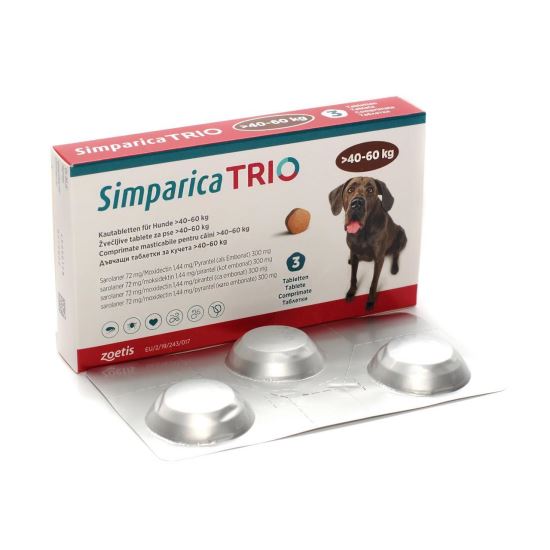 [PROMO] ANTIPARAZITAR INTERN SI EXTERN SIMPARICA TRIO 72 MG (40,1-60 KG)*3 TB 2 CUTII CU -10% DISCOUNT