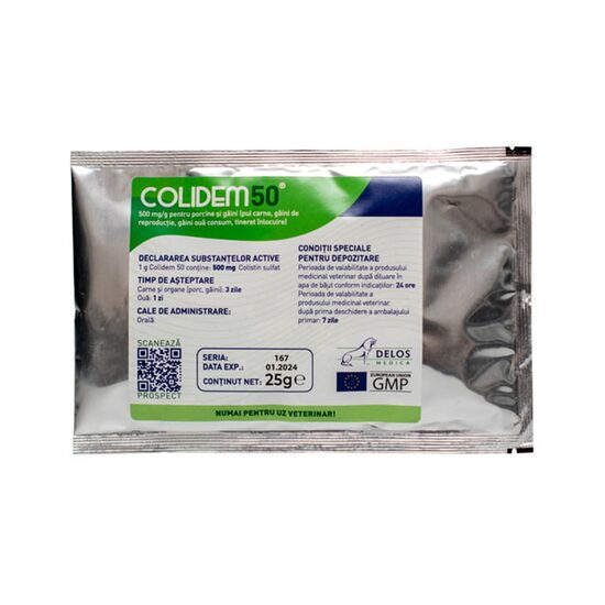 COLIDEM 50 ANTIINFECTIOS PULBERE ORALA PASARI SI PORCI 25G