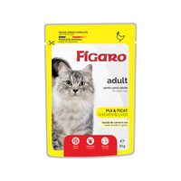 FIGARO HRANA UMEDA COMPLETA CU PUI SI FICAT PENTRU PISICI ADULTE PLIC 85G