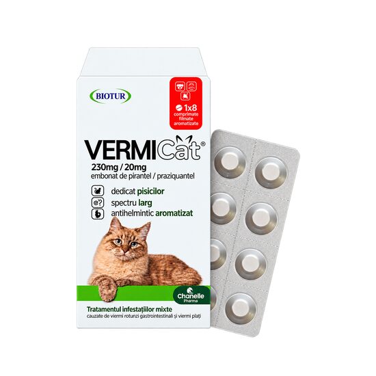 VERMICAT ANTIPARAZITAR INTERN PENTRU PISICI BLISTER 8 TABLETE