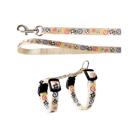 SET HAM+LESA PENTRU PISICI FLAMINGO CULOARE ALBA 116CM/1CM 