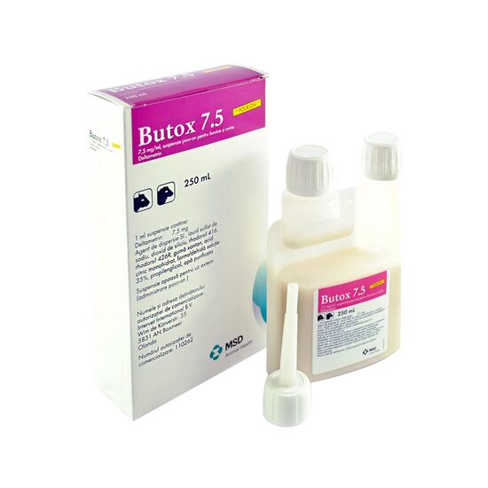 [PROMO] BUTOX 7,5% POUR ON 250 ML 10 FLACOANE CU -10% DISCOUNT + 1 MELOVEM 30MG/ML 100 ML GRATIS