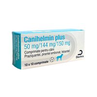 [PROMO] ANTIPARAZITAR INTERN CAINI CANIHELMIN PLUS (10*10 TABLETE) 2 CUTII + 1 SAMPON ANTIMICOTIC CAINI SI PISICI MALASEB 250ML GRATIS