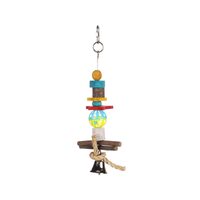 JUCARIE PENTRU PASARI EXOTICE FLAMINGO MULTICOLORA CU CLOPOTEL 27CM