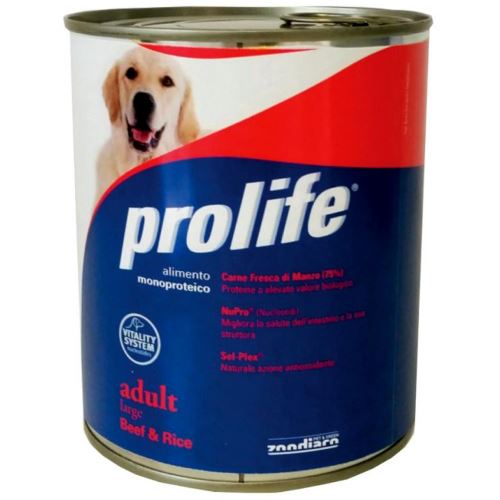 HRANA UMEDA PENTRU CAINI PREMIUM PROLIFE ADULT LARGE BEEF & RICE 800GR