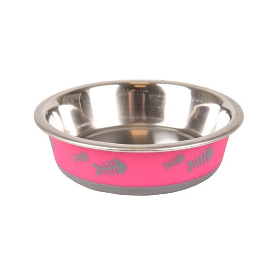 CASTRON PENTRU PISICI DIN INOX FISH BONE FUCHSIA FLAMINGO XS 12.3CMx225ML