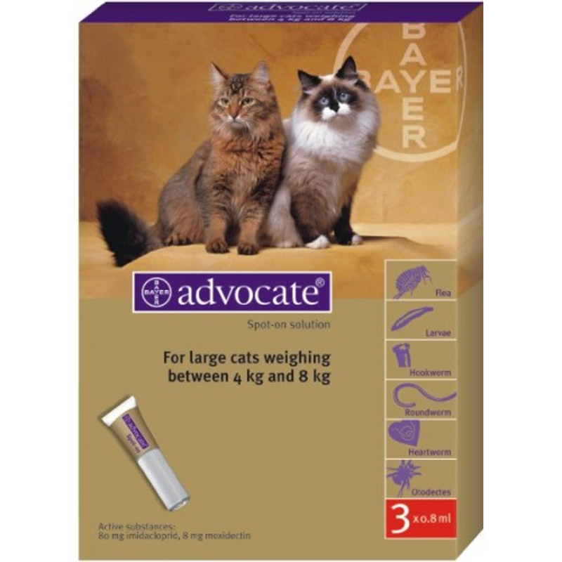 ANTIPARAZITAR EXTERN PENTRU PISICI ADVOCATE CAT 4-8 KG*3PIP 