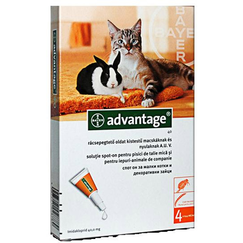 ANTIPARAZITAR EXTERN PENTRU PISICI ADVANTAGE 40 CAT/RABBIT *4 PIPETE 