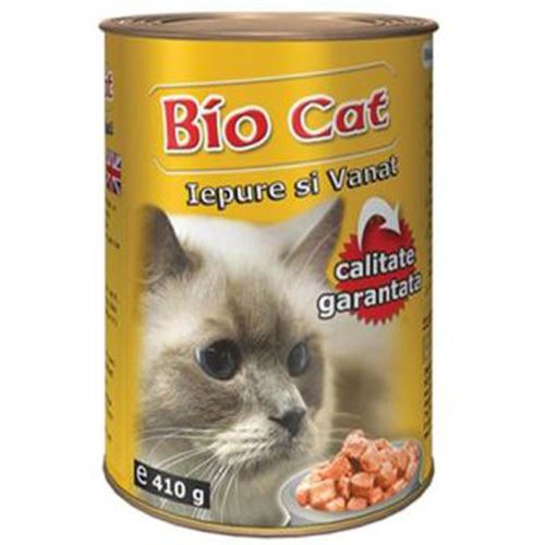 HRANA UMEDA PENTRU PISICI BIOCAT IEPURE/VANAT 410GR (24BUC/BAX)