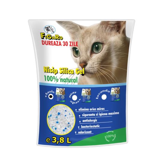ASTERNUT PENTRU LITIERA PISICI NISIP SILICA-GEL FIGARO 3.8L-CLASIC